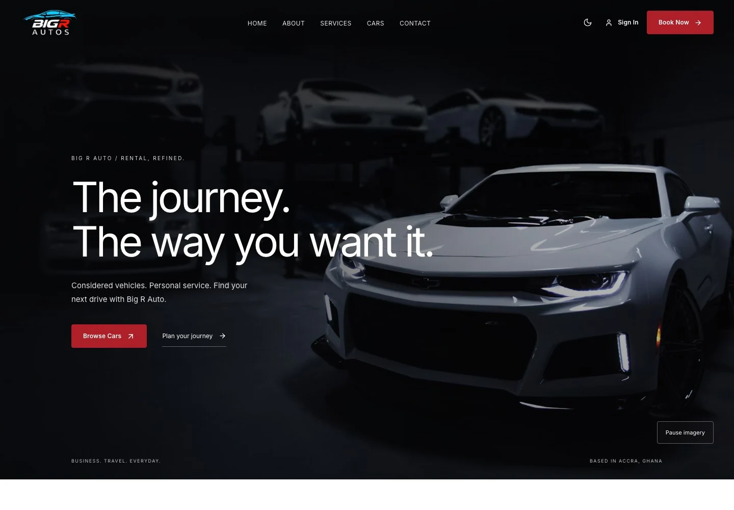 Big R Auto's website homepage
